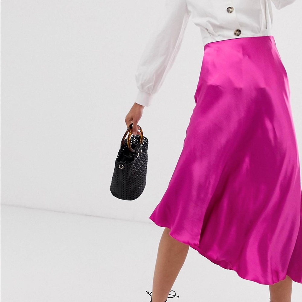 & Other Stories Satin Asymmetric Hem Midi Skirt